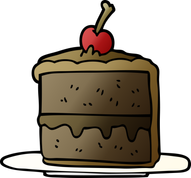 Bir insan tarafından çizilmiş çikolatalı pasta.