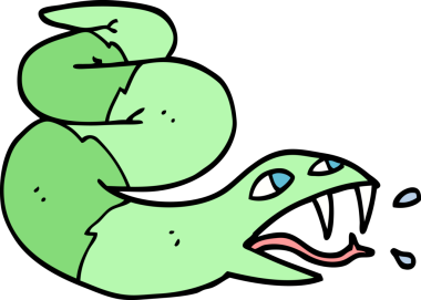 Bir insan tarafından çizilmiş karalama tarzı tıslayan yılan.