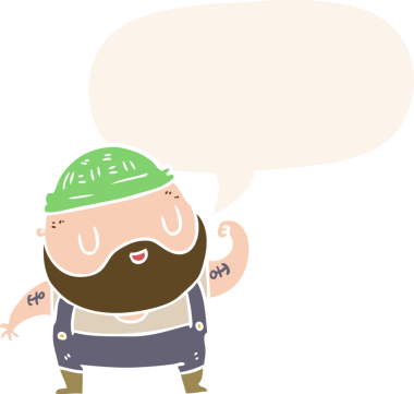 bir insan tarafından çizilmiş konuşma baloncuğu olan sert balıkçı çizgi filmi.