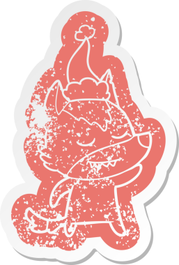 Dost canlısı çizgi film, Noel Baba şapkası takan bir kurdun insan tarafından çizilmiş çıkartması.