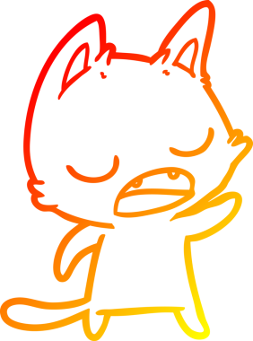 Bir insan tarafından çizilen konuşan kedi çizgi filminin sıcak gradyan çizimi