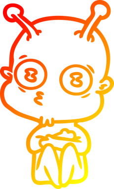 Bir insan tarafından çizilmiş garip kel bir uzay adamının sıcak çizgi çizimi