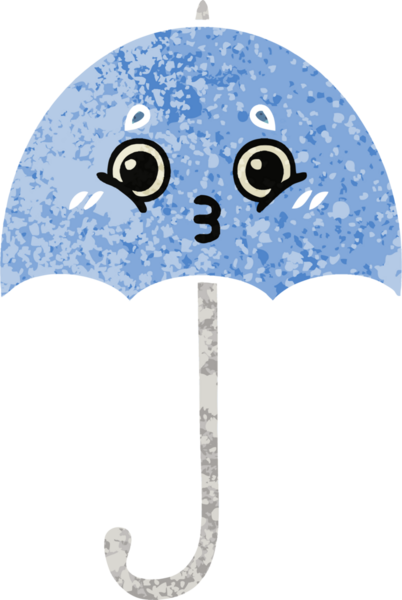 Bir insan tarafından çizilmiş bir şemsiyenin retro çizim tarzı karikatürü