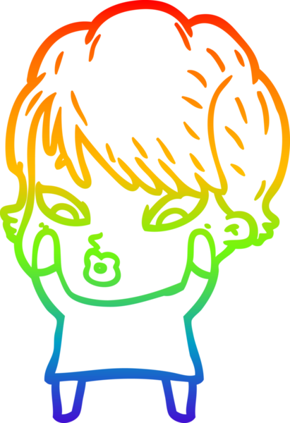 gökkuşağı gradyan çizimi bir insan tarafından çizilmiş bir karikatür kadın