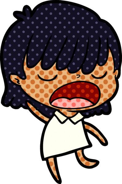 Çizgi filmdeki kadın bir insan tarafından yüksek sesle çizilmiş.