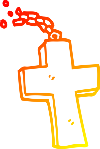 Bir insan tarafından çizilen gümüş haçın sıcak çizgi çizimi