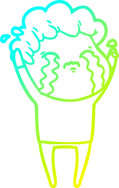 Bir insan tarafından çizilmiş ağlayan bir çizgi film karakteri çizimi.