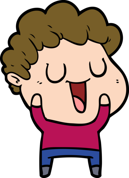 Bir insan tarafından çizilmiş gülen karikatür adam.