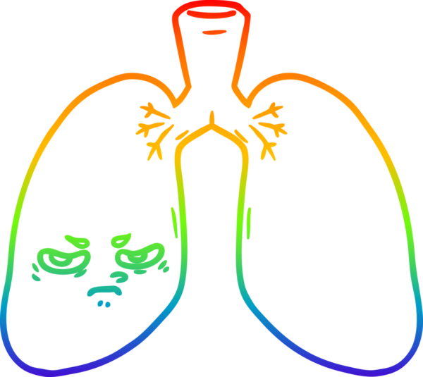Bir insan tarafından çizilmiş kızgın akciğerlerin çizgi çizimi.
