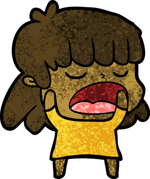 Çizgi filmdeki kadın bir insan tarafından yüksek sesle çizilmiş.