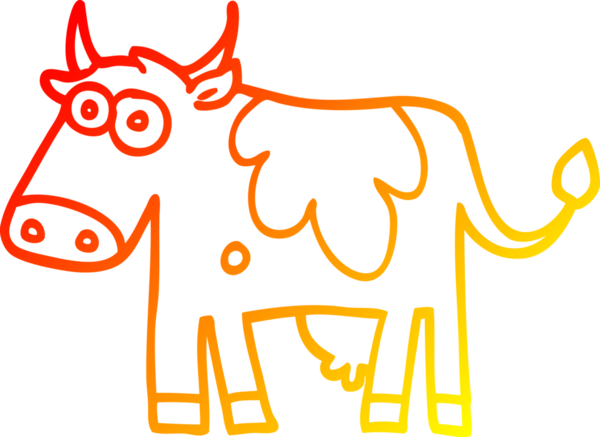 Bir insan tarafından çizilmiş bir çiftlik ineğinin sıcak çizgi çizimi