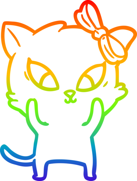 gökkuşağı gradyanı çizimi bir insan tarafından çizilmiş çizgi film kedisi