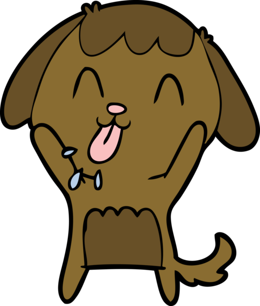 Bir insan tarafından çizilmiş şirin bir çizgi film köpeği.