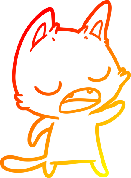 Bir insan tarafından çizilen konuşan kedi çizgi filminin sıcak gradyan çizimi