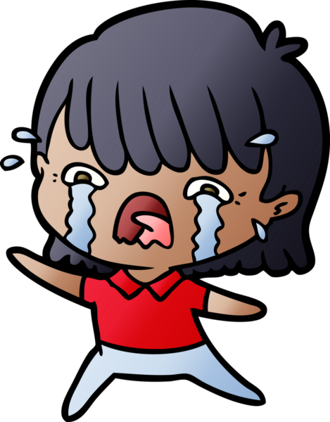 Bir insan tarafından çizilmiş ağlayan çizgi film kızı.