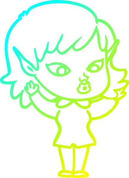 Bir insan tarafından çizilmiş güzel bir elf kızı çizimi.