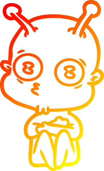 Bir insan tarafından çizilmiş garip kel bir uzay adamının sıcak çizgi çizimi