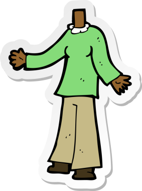 Bir insan tarafından çizilmiş karikatür kadın vücudunun çıkartması.