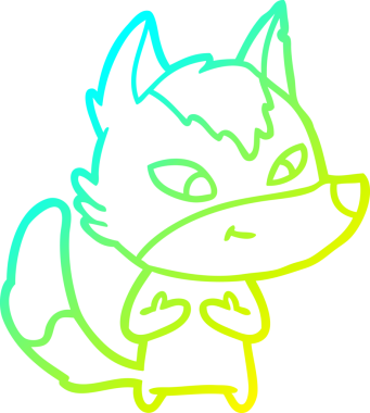 Bir insan tarafından çizilmiş dost canlısı bir kurt çizgi çizimi.