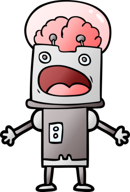 Bir insan tarafından çizilmiş çizgi film robotu