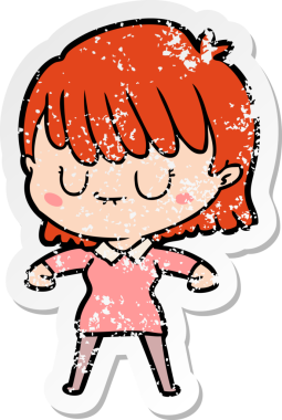 Bir insan tarafından çizilmiş karikatür bir kadının sıkıntılı çıkartması.