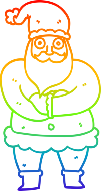 Gökkuşağı gradyan çizgi çizimi bir insan tarafından çizilmiş Noel Baba çizgi