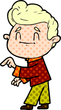 Mutlu çizgi film adamı bir insan tarafından çizildi.