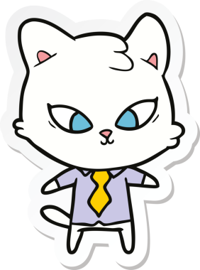 Bir insan tarafından çizilmiş şirin bir çizgi film kedisinin çıkartması.