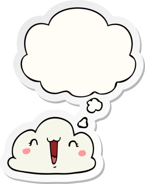 Düşünce baloncuklu karikatür bulutu insan tarafından çizilmiş bir çıkartma.