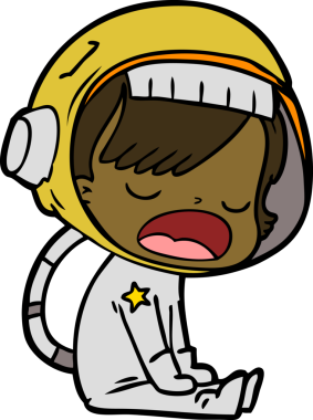 Bir insan tarafından çizilmiş konuşan astronot çizgi filmi.