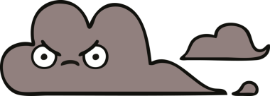 Bir insan tarafından çizilmiş fırtına bulutunun sevimli karikatürü.