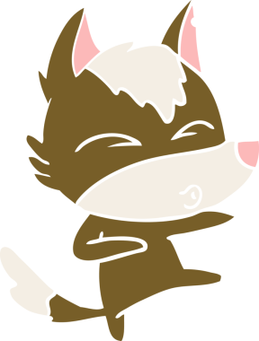 Bir insan tarafından çizilmiş düz renk çizgi film kurt ıslığı.