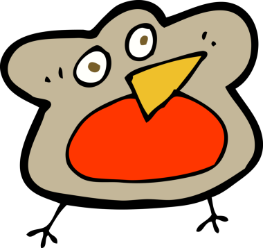 Bir insan tarafından çizilmiş komik bir Robin çizgi filmi.