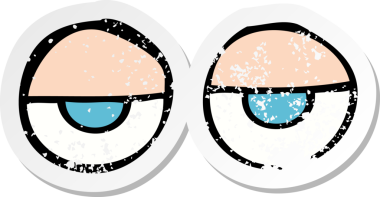 Bir insan tarafından çizilmiş karikatür gözünün gerilimli çıkartması.