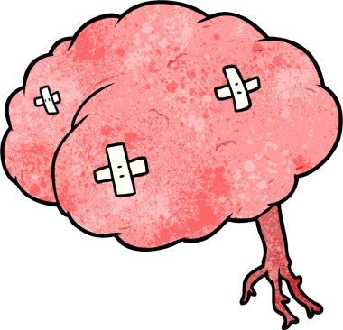 Bir insan tarafından çizilmiş yaralı bir beyin.