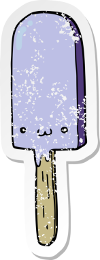 Bir insan tarafından çizilmiş karikatür buz çubuğunun sıkıntılı çıkartması.