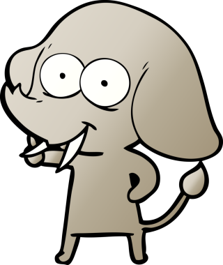 Bir insan tarafından çizilmiş mutlu bir fil.