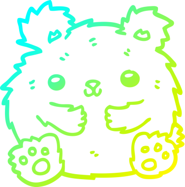 Bir insan tarafından çizilmiş şirin bir çizgi film ayısının soğuk gradyan çizgisi.