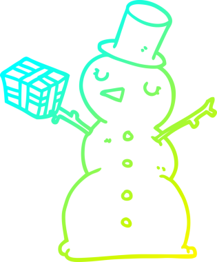 Bir insan tarafından çizilmiş bir kardan adamın soğuk çizgi çizimi