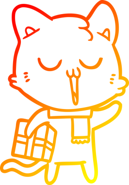 Bir insan tarafından çizilmiş bir çizgi film kedisinin sıcak çizgi çizimi