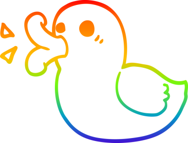 gökkuşağı gradyan çizgi çizimi bir insan tarafından çizilmiş lastik ördek