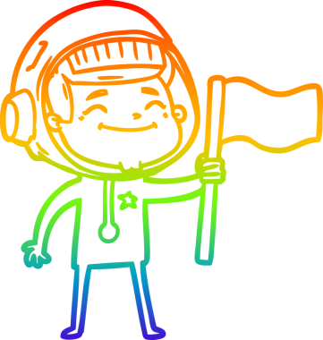 gökkuşağı gradyan çizimi mutlu bir çizgi astronot çizimi bir insan tarafından çizildi