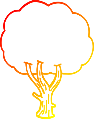 Bir insan tarafından çizilmiş karikatür ağacının sıcak çizgi çizimi