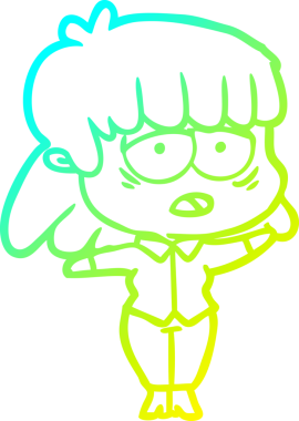 Bir insan tarafından çizilmiş, karikatür çizen yorgun bir kadın.