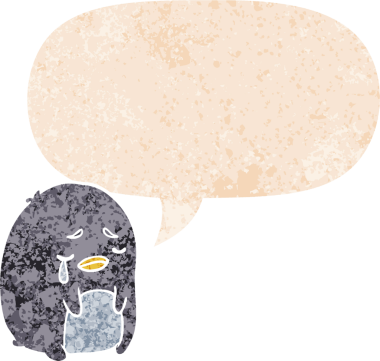 karikatür ağlayan penguen grunge dertli retro dokuma tarzı bir insan tarafından çizilmiş