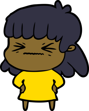 Bir insan tarafından çizilmiş kızgın bir kız.