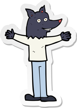 Bir insan tarafından çizilmiş bir kurt adamın çıkartması.