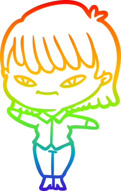 gökkuşağı gradyan çizimi bir insan tarafından çizilmiş bir karikatür kadın