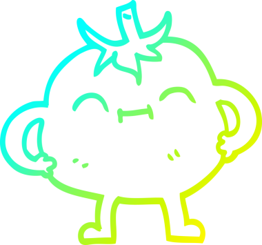 Bir insan tarafından çizilmiş mutlu domates çizgi çizimi.