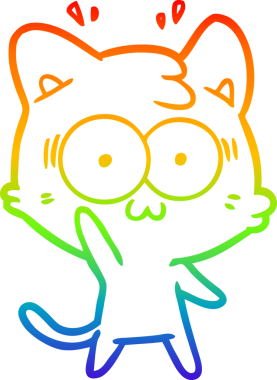 gökkuşağı gradyan çizgi çizimi bir insan tarafından çizilmiş sürpriz bir kedi